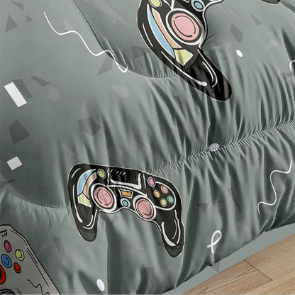 Boys Gaming Comforter Set King Size, Gamer Soft Bedding Set with 2 Pillowcases, Great Bedroom Decor/104 * 90