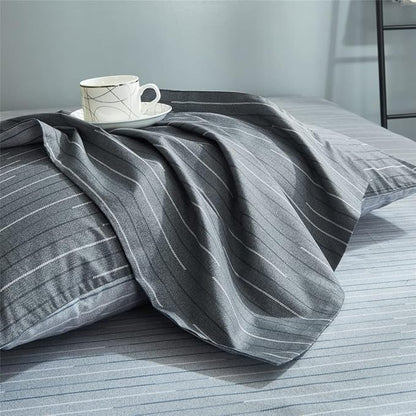 VM VOUGEMARKET Striped Comforter Set Queen,3 Pieces Blue Grey Stripes Comforter with 2 Pillowcases for Teen Boys Men Simple Modern Bedding Set (90"x90")