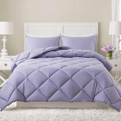 Decroom Lightweight Twin Comforter Set with 1 Pillow Sham - 2 Pieces Set - Quilted Down Alternative Comforter/Duvet Insert for All Season - Lavender - Twin/Twin XL Size