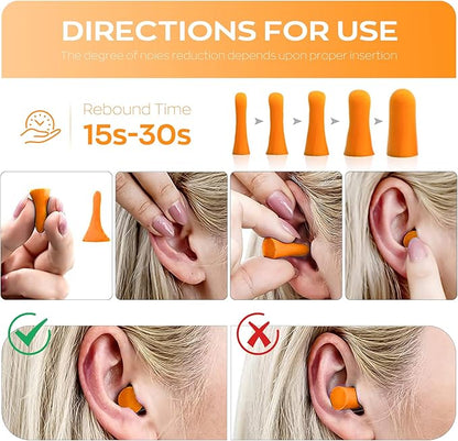 10Pairs Foam Earplugs, Noise Cancelling Ear Plugs for Sleeping Hearing Protection for Shooting Range, Work, Travel,Concert Orange