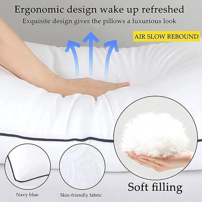 Bed Pillows 2 Pack - Standard Size Cooling Pillows for Sleeping Size Set of 2 for Side Back and Stomach Sleepers, Down Alternative Filling Luxury Pillows (White, Standard)