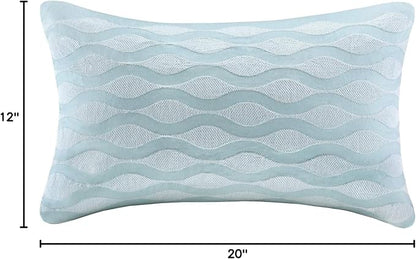 Harbor House Modern Design Decorative Pillow Hypoallergenic Sofa Cushion Lumbar, Back Support, Oblong 12" x 20", Maya Bay, Cotton Blue