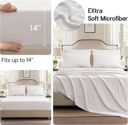 Anluoer White Full Comforter Set 7 Pieces, Bed in a Bag with Sheets, All Season Bedding Sets with 1 Comforter, 2 Pillow Shams, 2 Pillowcases, 1 Flat Sheet, 1 Fitted Sheet