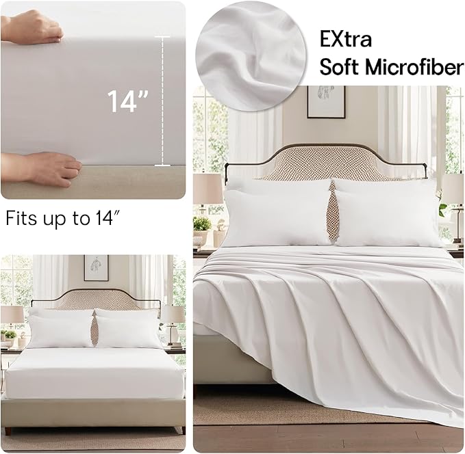 Anluoer White King Comforter Set 7 Pieces, Bed in a Bag with Sheets, All Season Bedding Sets with 1 Comforter, 2 Pillow Shams, 2 Pillowcases, 1 Flat Sheet, 1 Fitted Sheet