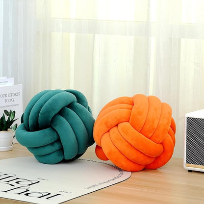 Petrella Knot Pillows Ball Round Throw Pillows Home Decor Cushion Decorative Aesthetic Throw Pillows，Dark Green 8inch