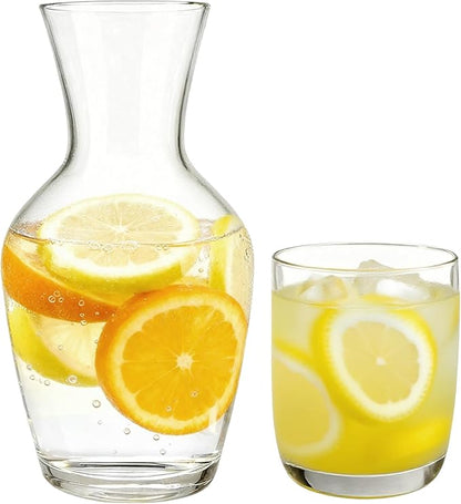 Lily's Home 26 oz Water Carafe, With Glass Cup as Lid, Bedside Water Carafe for Bedroom, Bathroom, or Kitchen, Ideal for Midnight Hydration and End Table Decor