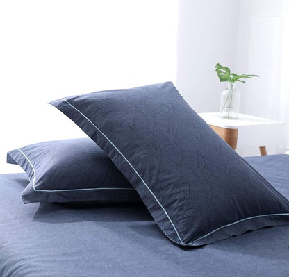 SLEEPBELLA Comforter King Size, 600 Thread Count Cotton Navy & Grey Leaves Reveisible Comforter Sets, Down Alternative Bedding Set 3Pcs(King, Navy&Blue Leaves)