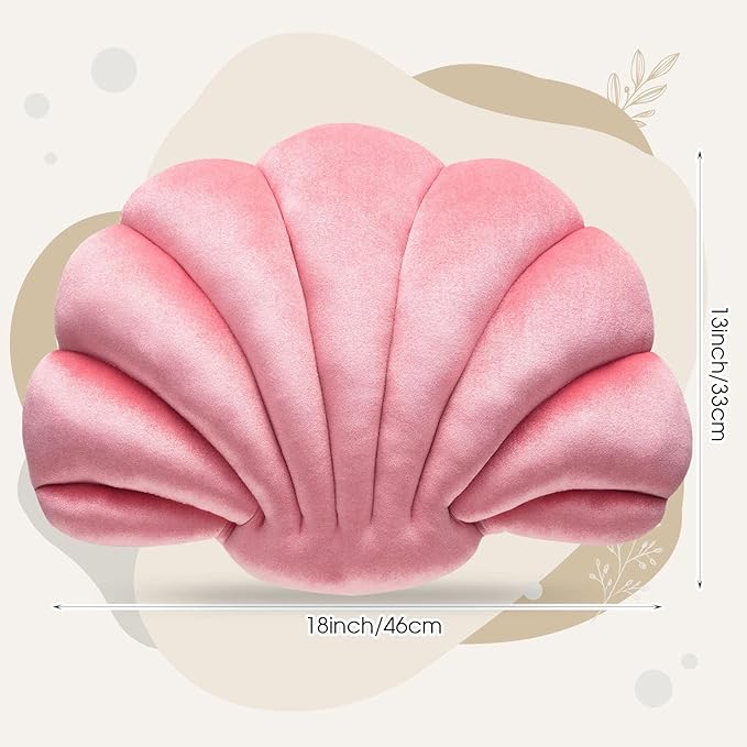 Marsui Pink 3D Throw Pillows Seashell, 18 x 13 in Inch Gift Shell Shaped Preppy Room Decor Party Mermaid Pink Room Home Decorative Soft Plush Chair Cushion Cute for Sofa Bed Living Couch