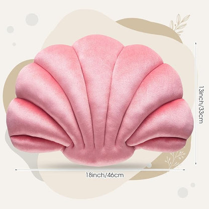 Marsui Pink 3D Throw Pillows Seashell, 18 x 13 in Inch Gift Shell Shaped Preppy Room Decor Party Mermaid Pink Room Home Decorative Soft Plush Chair Cushion Cute for Sofa Bed Living Couch