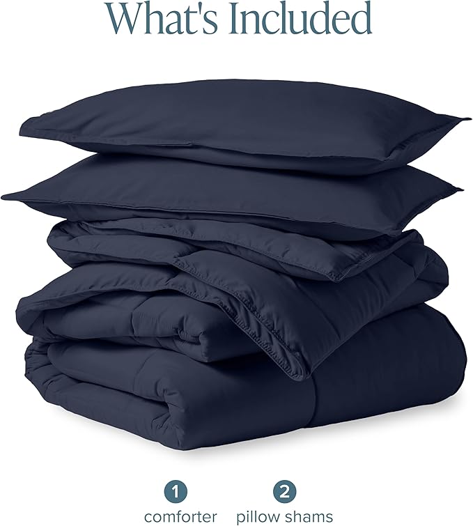 Bare Home Comforter Set - Queen Size - Ultra-Soft - Goose Down Alternative - Premium 1800 Series - All Season Warmth (Queen, Midnight)