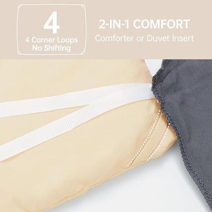 MUXHOMO Full Comforter Sets, All Season Ultra Soft Down Alternative Bedding - 3 Piece Lightweight Bed Set Includes 1 Comforter (82"x86") and 2 Pillow Shams (20"x26"), Light Yellow