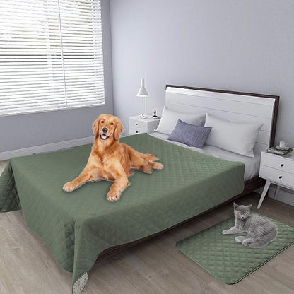 Easy-Going 100% Waterproof Dog Bed Cover, Non-Slip Pet Blanket for Furniture, Washable Couch Cover, Repleasement Sofa Cover (96x82 in,Greyish Green)
