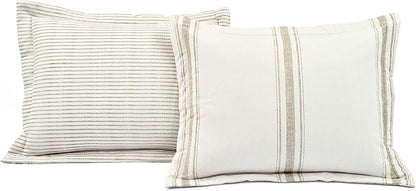 Lush Decor Farmhouse Stripe Reversible Cotton Comforter Set, 3 Piece Set, King, Neutral - Cozy Farmhouse Bedding Set - Rustic Decor - Striped Comforter - Modern Farmhouse Bedroom Decor