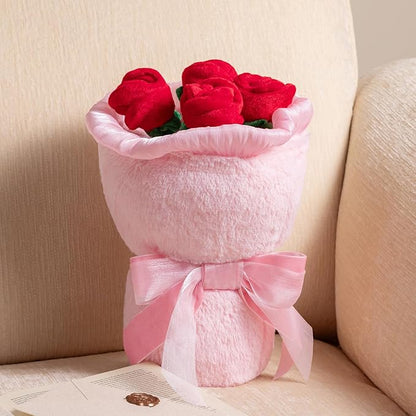 Phantoscope Valentine Pillows, Handcrafted Plush Rose Bouquet Shaped Pillow Valentines Day Decorations Throw Pillow for Home Living Room Sofa Couch, Pink, 10.5 X 10 Inches