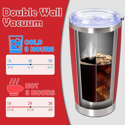 20oz Tumbler Bulk Stainless Steel Tumbler Cup with Lid Vacuum Insulated Double Wall Travel Mug, Durable Powder Coated Travel Coffee Tumbler Mug for Hot & Cold Drinks, Red,12 Pack