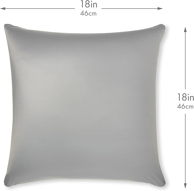 PILLOWY 18" x 18" Throw Pillow - Light Grey: 1 PCS Luxurious Premium Microbead Pillow with 85/15 Nylon/Spandex Fabric. Forever Fluffy, Outstanding Beauty & Support. Silky, Soft & Beyond Comfortable