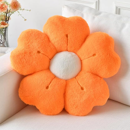 Flower Pillow, Flower Shaped Pillow Decorative Throw Pillows for Bed Couch, Cute Daisy Pillow Dorm Decor Floor Seating Cushion (Orange, 15 Inches)