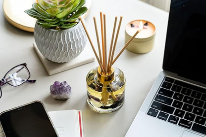 Crystal Infused Reed Diffuser, 4 OZ, Transformation - Amethyst Crystal Infused - Scents of Jasmine, Bergamot, Vanilla, & Cedar - Home Decor, House Warming, Valentine's Day Gift