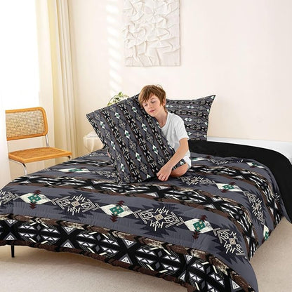 Erosebridal Western Boho Queen Comforter Set,Aztec Quilt,Ethnic Tribal Arrow Bedding Set Country Decor Western Duvet Insert,Western Room Decor for Bedroom Boho Living Room Decor,Southwestern Decor