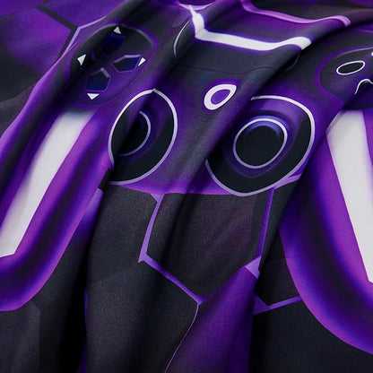 URBONUR Gaming Comforter Sets for Boys Queen Black Purple 6 Pcs Gamer Bed in a Bag Soft Lightweight Game Console Printed Bedding Set (Purple, Queen)