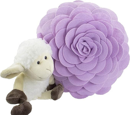 Fennco Styles Eva's Flower Garden Decorative Filled Throw Pillow 13" Round - Lilac Floral Accent Pillow for Home, Couch, Bed, Living Room, Holiday and Office Décor