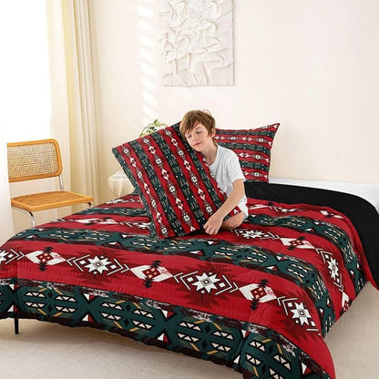 Erosebridal Western Boho Queen Comforter Set, Aztec Quilt, Ethnic Tribal Arrow Bedding Set, Country Duvet Insert for Bedroom, Boho Living Room, Southwestern Decor