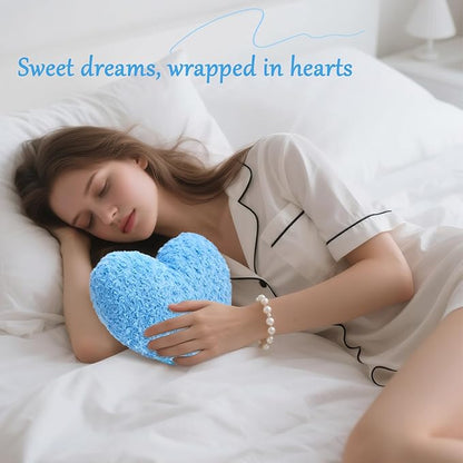 Heart Pillow Blue Throw Pillows, Soft and Fluffy Decorative Pillows for Bed Couch Chair, Cute Heart Shaped Room Decor for Valentine Anniversary Birthday Halloween Christmas (Small, 13"x10")