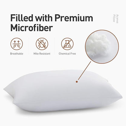 Acanva Bed Pillows 2 Pack Hotel Collection Luxury Soft Inserts for Sleeping-Breathable and Comfortable for Stomach Back Sleepers, King (Pack of 2), White