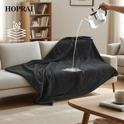 Waterproof Pet Blanket for Medium Large Dogs Washable Fluffy Thick Jacquard Shag Fleece Warm Sherpa Pet Blanket Cats Puppy Couch Protection (Gray XXL85*85inches)