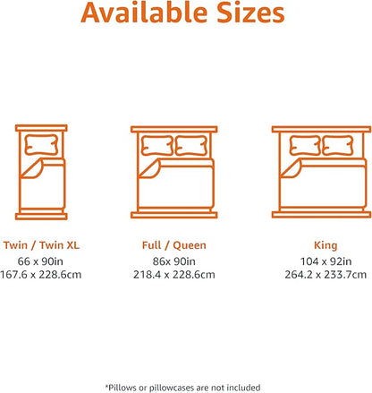 Amazon Basics Lightweight Polyester Microfiber Comforter Set, 3-Pieces, Off White Floral, King