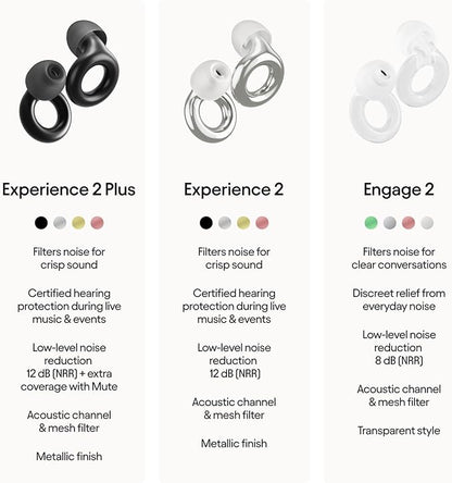 Loop Experience 2 Plus Ear Plugs – Stylish Certified Hearing Protection for Concerts & Festivals, Live Events, Sports, DJs & Nightlife – 17dB Noise Reduction, (High-Fidelity) + Mute for extra coverage