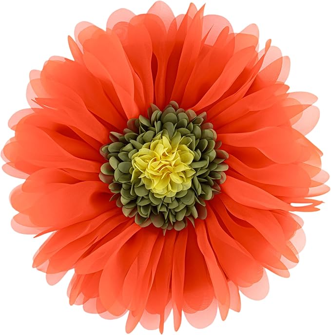 Hand-Stitched Round Decorative Flower Pillow Vibrant Orange 3D Sunflower Velvet Throw Pillow Cute Soft Floral Accent Cushion Boho Farmhouse Home Decor for Couch Bed Living Room Bedroom 14Inch