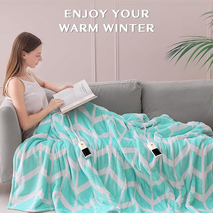 VENTIMI Electric Blanket Queen Size, 84" x 90" Heated Blanket with 9 Heat Levels & 2-4-8-10 Hours Auto Off, Fast Heating Blanket with ETL & FCC Certification, Green