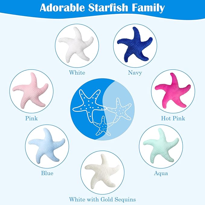 Marble Empire Starfish Pillow for Couch and Bed, Coastal Decor Throw Pillow, Ocean Beach Theme Accent Pillow for Living Room（Blue）
