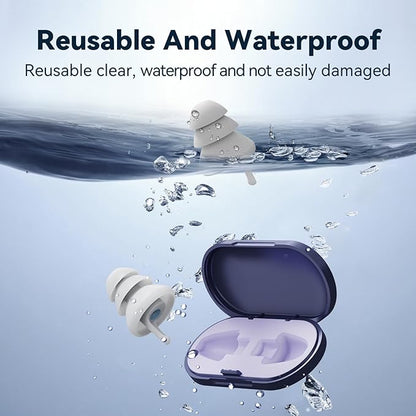 Ear Plugs for Sleeping - Soft Reusable Silicone Ear Plugs for Noise Reduction Earbuds & Focus (35dB), 3D Oval Noise Cancelling Design, Ideal for Side Sleepers - 2 Pairs (S + M/L)