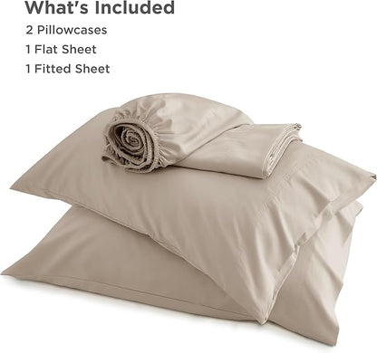 Bedsure King Size Sheets Set, Cooling Sheets for Hot Sleepers, Rayon Derived from Bamboo, Breathable & Soft, Deep Pocket Up to 16 Inches, Hotel Luxury Silky Bedding, Simply Taupe