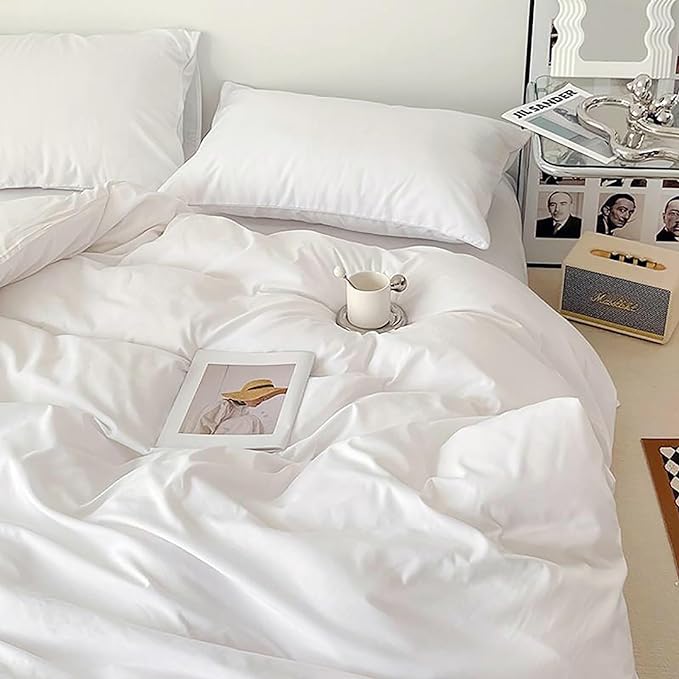 Cottonight White Comforter Sets Twin Plaid White Comforter Modern Solid Color Blanket Quilts Soft Breathable Bedding Comforter Sets