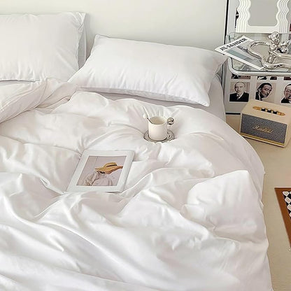 Cottonight White Comforter Cal King Plain White Bedding Comforter Set California King Solid Color Plain Solid Blanket Quilts Cozy Durable Soft Modern Bedding Comforter Sets Women Men