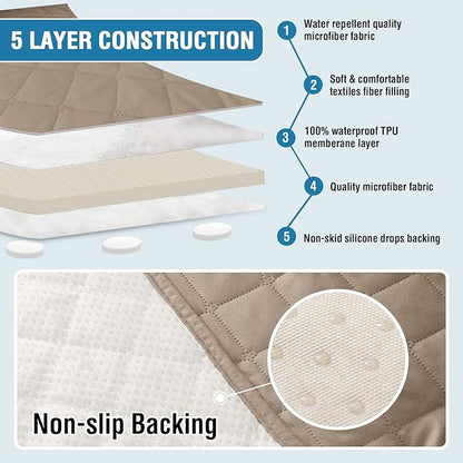 H.VERSAILTEX Couch Cover for Dogs Washable 100% Waterproof Sofa Cushion Cover Dog Bed Cover Non-Slip Pet Blanket for Sofa Cushion Protector, 35" x 82", Khaki