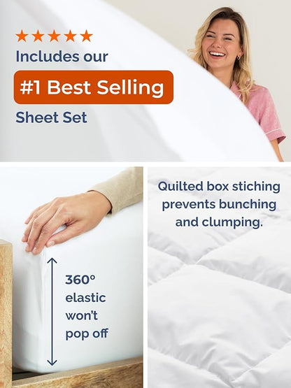 King Comforter Set - 7 Piece Bed in a Bag King Size Bed Set - Down Alternative Comforter, Flat Sheet, Fitted Sheet, Pillowcase & Shams for All Seasons - Ultra Soft, Cozy, Comfy and Breathable - White