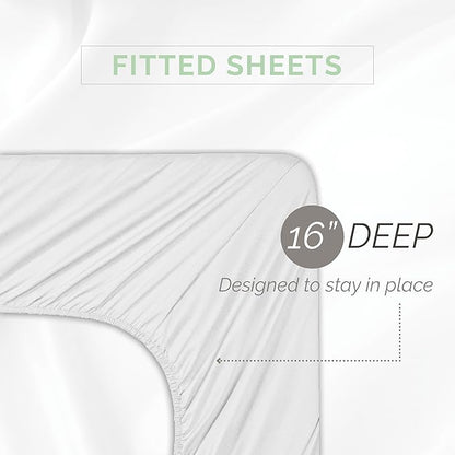 Elegant Comfort 8-Piece Pinch Pleated Comforter Set - All Season Complete Bed in a Bag, Includes 4pc Smart Sheet Set, Bed Skirt, Comforter, Matching Pillowcases and Shams, Full/Queen, Gray