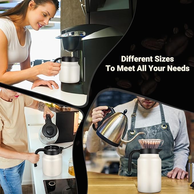 27Oz Thermal Coffee Carafes For Keeping Hot/Cold, Stainless Steel Coffee Carafe, Dustproof Insulated Water Carafe for Party/Home,Cream