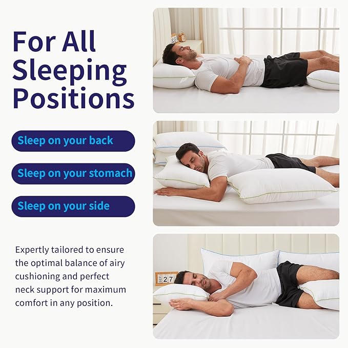 Bed Pillows Queen Size Set of 4,for Sleeping, Adjustable Queen Pillows 4 Pack with Zipper, Cooling Hotel Quality with Premium Soft Down Alternative Fill