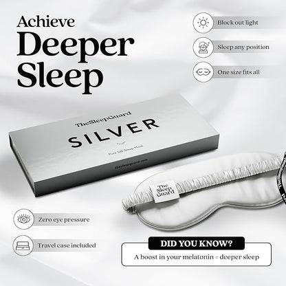 TheSleepGuard Pure Silk Sleep Mask [100% 6A Mulberry Silk, 22 Momme] Light Blocking Travel Essentials. Eye Masks for Sleeping. Black Oeko-Tex Blindfold. Eye Covers for Men & Women