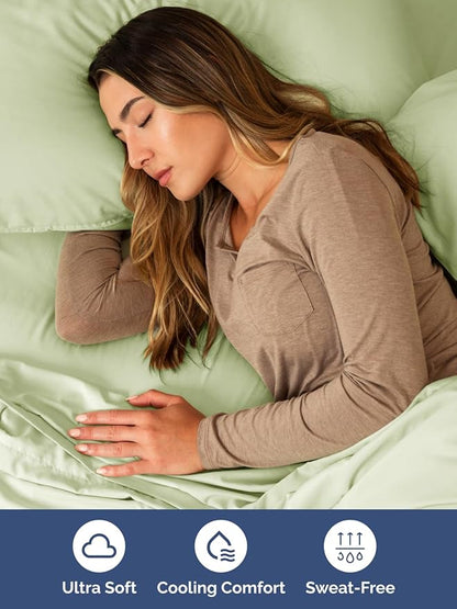 Extra Deep Twin Sheet Set - 4 Piece Breathable and Cooling Sheets - Hotel Luxury Bedding for Women, Men, Kids & Teens - Easy & Secure Fit - Soft, Wrinkle Free & Comfy - Extra Deep Pockets - Light Sage