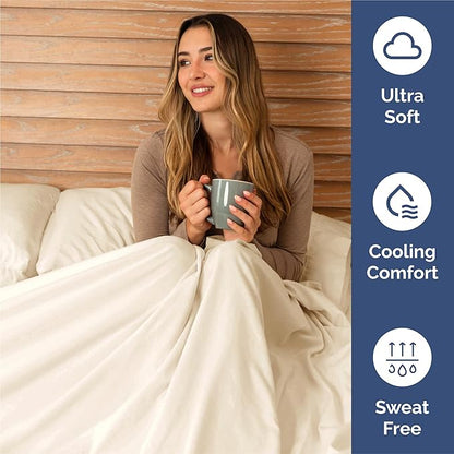 Queen 6 Piece Sheet Set - Comfy Breathable & Cooling - Ultra-Soft Hotel Luxury Bedding Set with 8-16 Inch Deep Pockets - 1 Flat & 1 Fitted Sheet & 4 Pillowcases - Wrinkle Free & Easy Care - Off White
