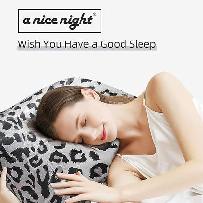 A Nice Night Leopard Printed，Silver Grey Satin Silky Soft Quilt Sexy Luxury Super Soft Microfiber Comforter Quilt Bedding 5PCS Comforter Set, Light Weighted (Silver, Queen(88-by-88-inches))