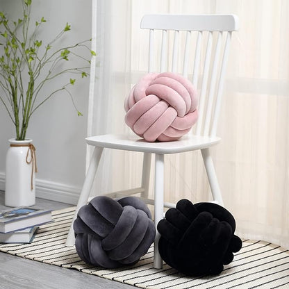 Petrella Knot Pillow Throw Pillows Ball Round Cute Throw Pillows Home Decor Cushion Decorative Aesthetic Spandex,Dark Gray 11inch