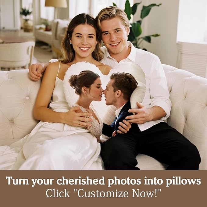 Custom Pillow with Picture & Text, Valentines Day Gifts for Boyfriend, 3D Personalized Head Face Pillows, Custom Stuffed Photo Pillow, Birthday Anniversary Funny Gift for Couple Friend Family (Heart)