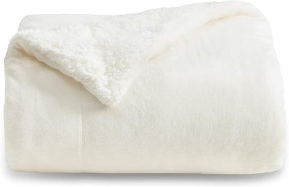 Bedsure GentleSoft Sherpa Fleece Throw Blanket for Couch - Thick and Warm Throw for Women and Men, Soft Fuzzy Plush Blanket for Winter, Non-Heated, Cream, 50x60 Inches